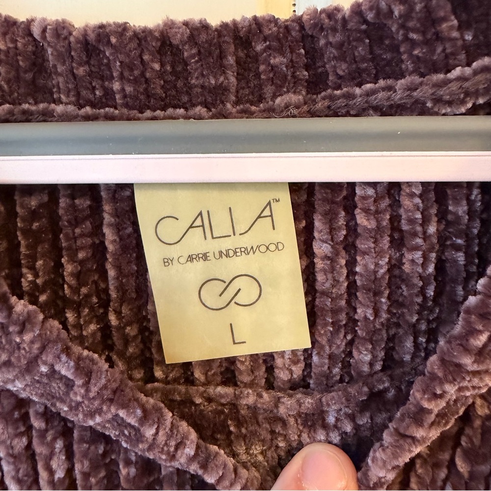 CALIA Dark Purple Crew Neck Sweater, Open Shoulders, Size Large - Picture 4 of 8
